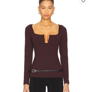 Susana Monaco Deep Wine Long Sleeve Blouse